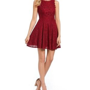 City Studio Dress - Floral Lace - Cocktail - Cabernet Red - Juniors Size 11